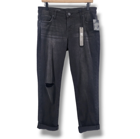 Kut From‎ The Kloth Washed Black Distressed Catherine Boyfriend Jeans Ne… - Picture 1 of 13